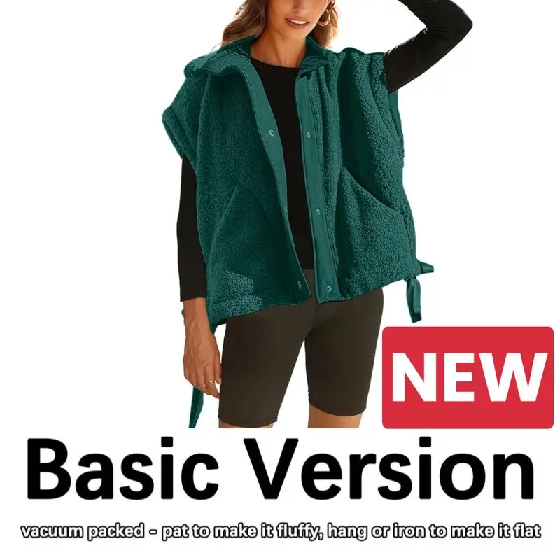 Women's Warm Fleece Vest Casual Sleeveless Button Down Sherpa Jacket