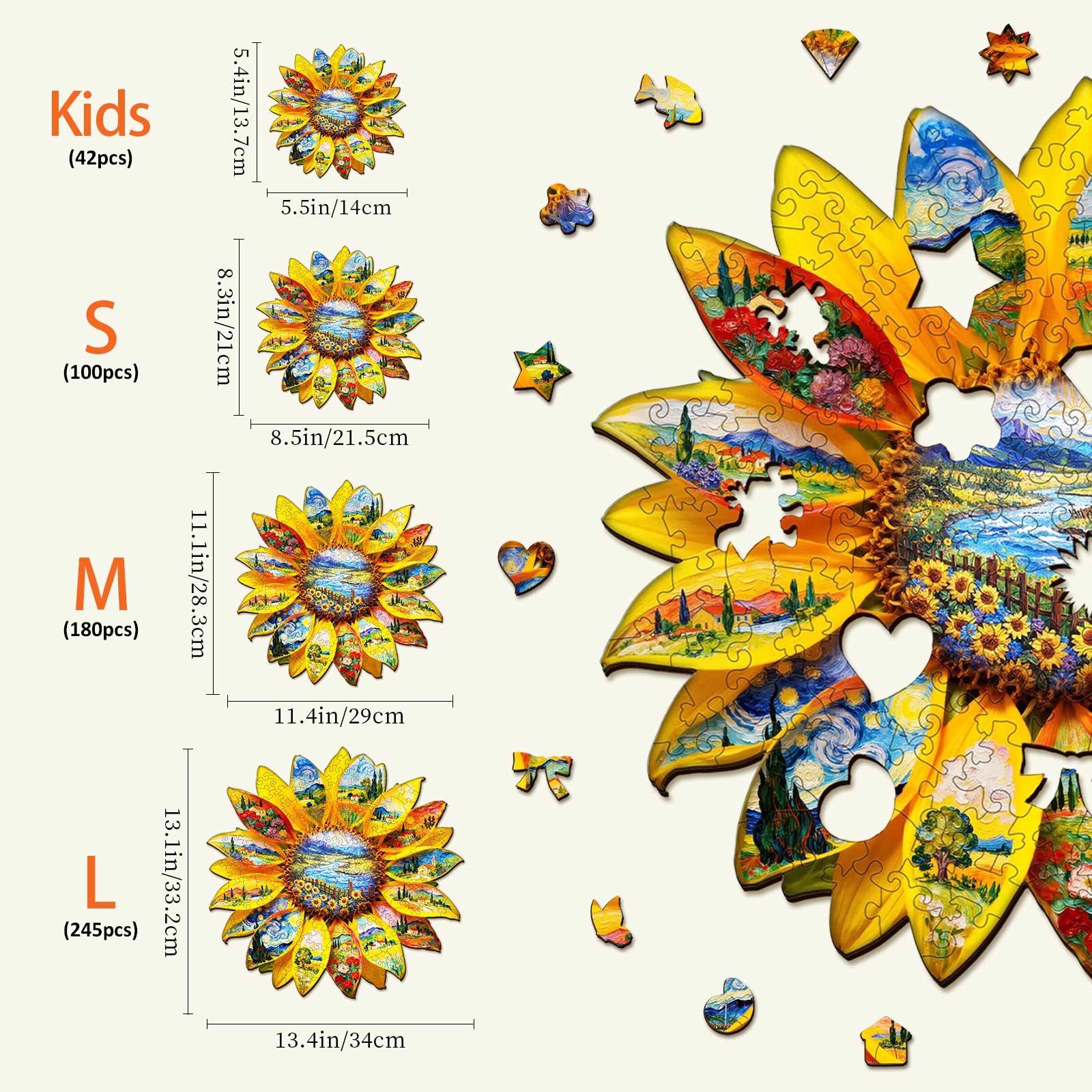 Oil on Sunflower Wooden Jigsaw Puzzle