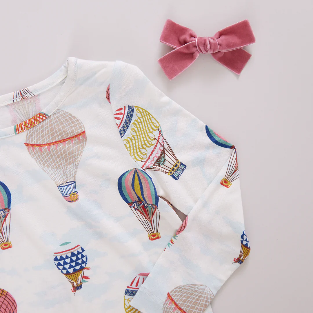 Kids Bamboo PJ Set Hot Air Balloons
