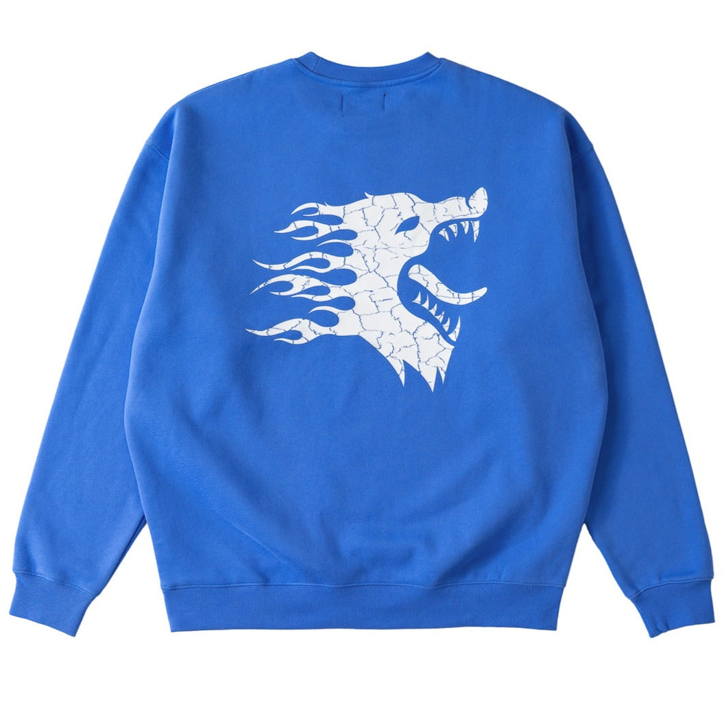 OVERSIZED LUX WAR WOLF CREW NECK - BLUE / WHITE