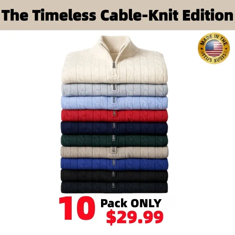 🔥Last Day Promotion!✨ Seasonal Clearance Sale — 20 Cable-Knit Quarter-Zip Sweaters in Different Colors (Unisex)