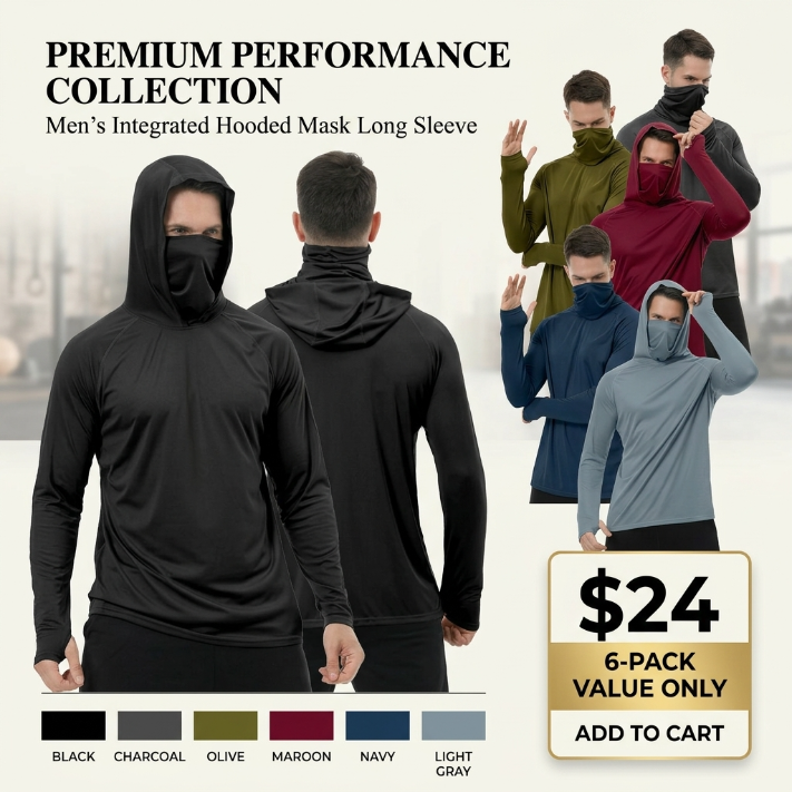 📏Men’s UPF 50+ Sun Protection HoodedShirt with Face Mask📏