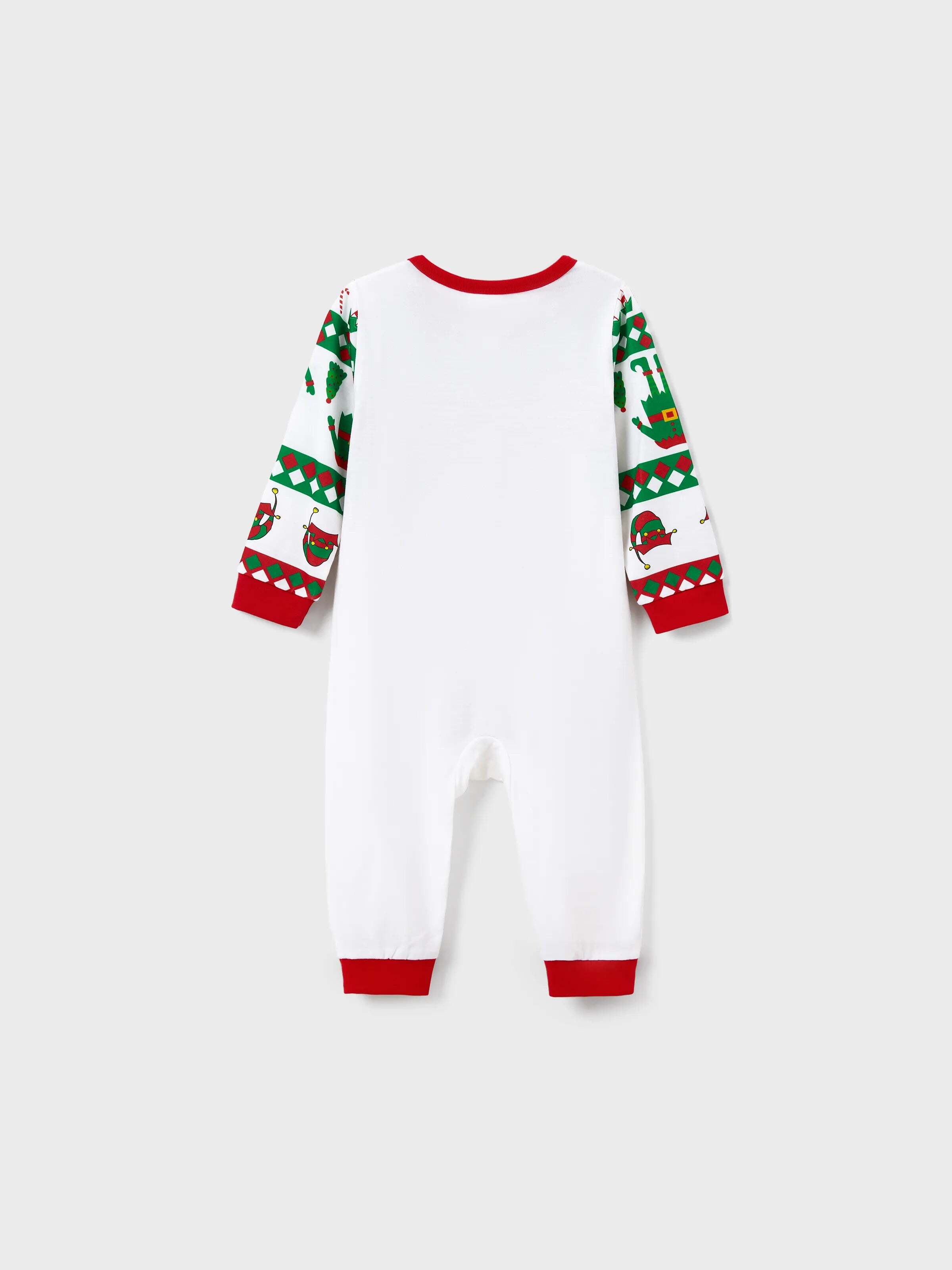 Christmas Matching Family Pajamas Set Christmas Elf Print PJS with Christmas Socks Red