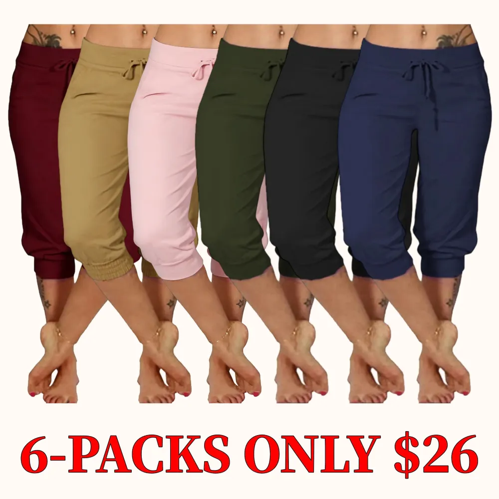 Plus Size Solid Color Capri Pants, Casual and Comfortable Capri Pants