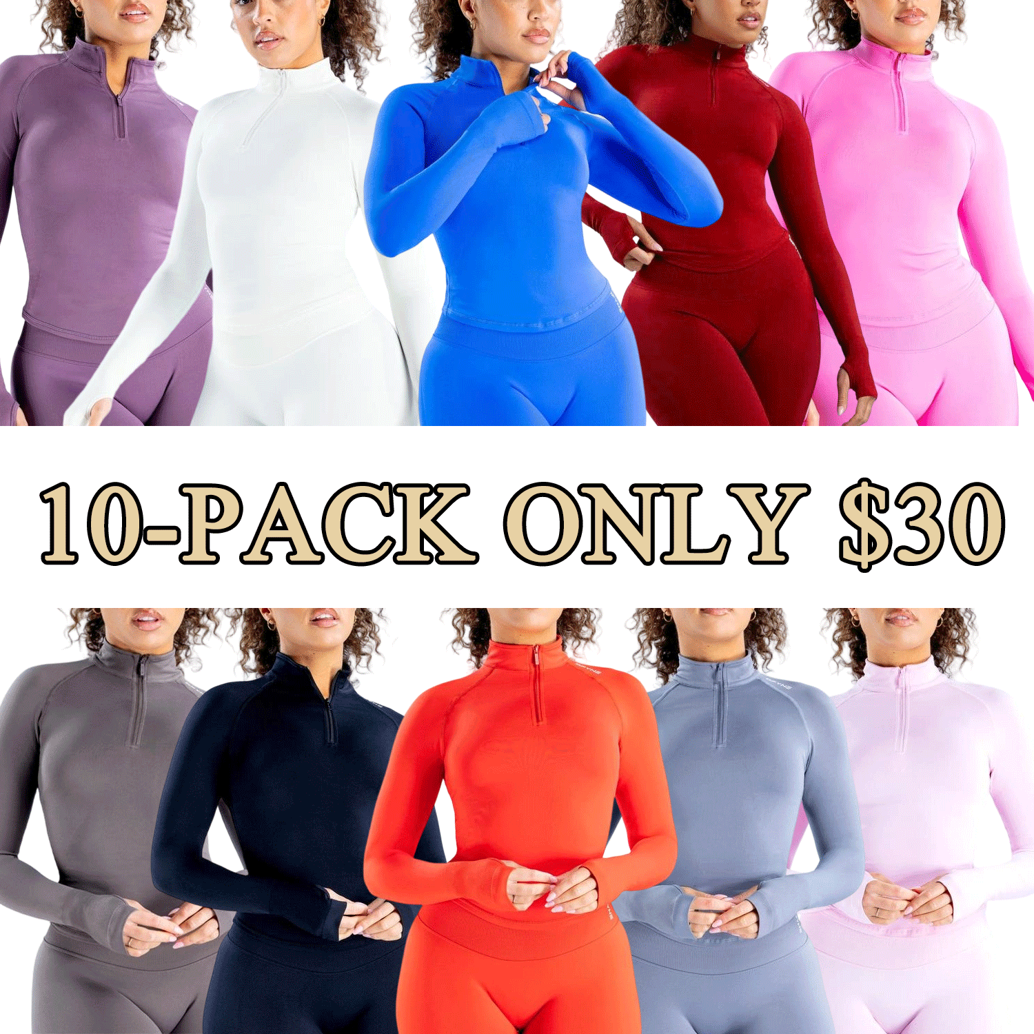Women’s Seamless Zip-Up Long Sleeve Crop Top with Thumb Holes