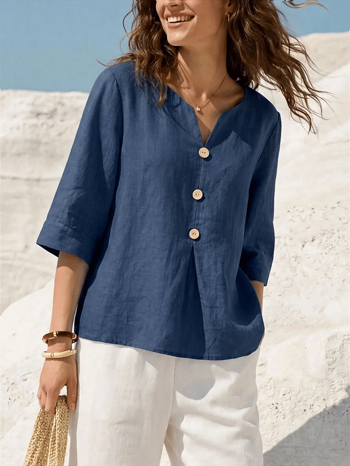 Women's Retro Solid Color Casual Shirt- Fast Shipping