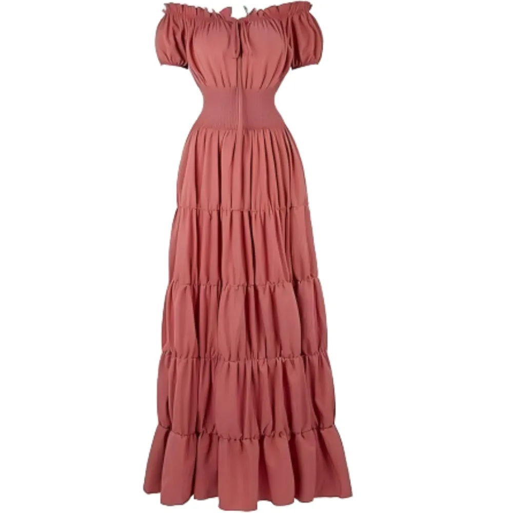 Women's Waist-Cinching Pleated Maxi Dress