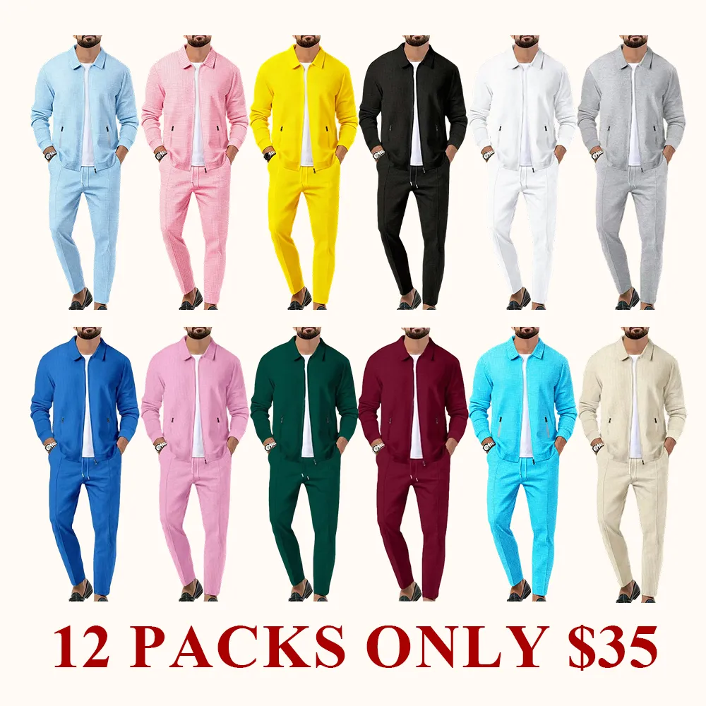 Men's solid color sports two-piece set