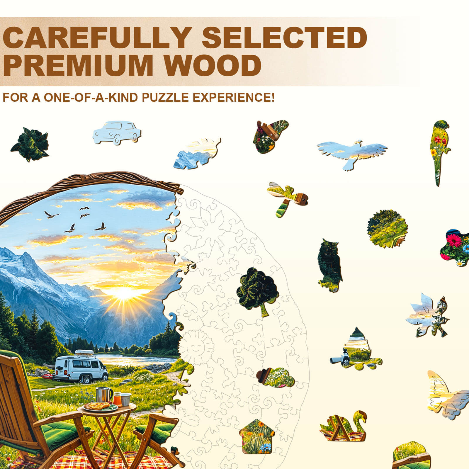 Travel in the mountains Wooden Jigsaw Puzzle