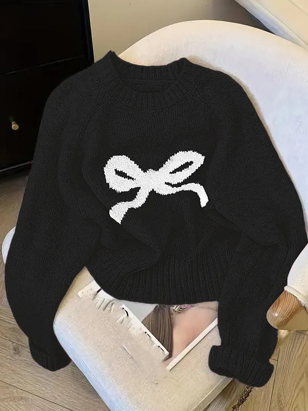 Elegant Bow Knit Sweater for Women