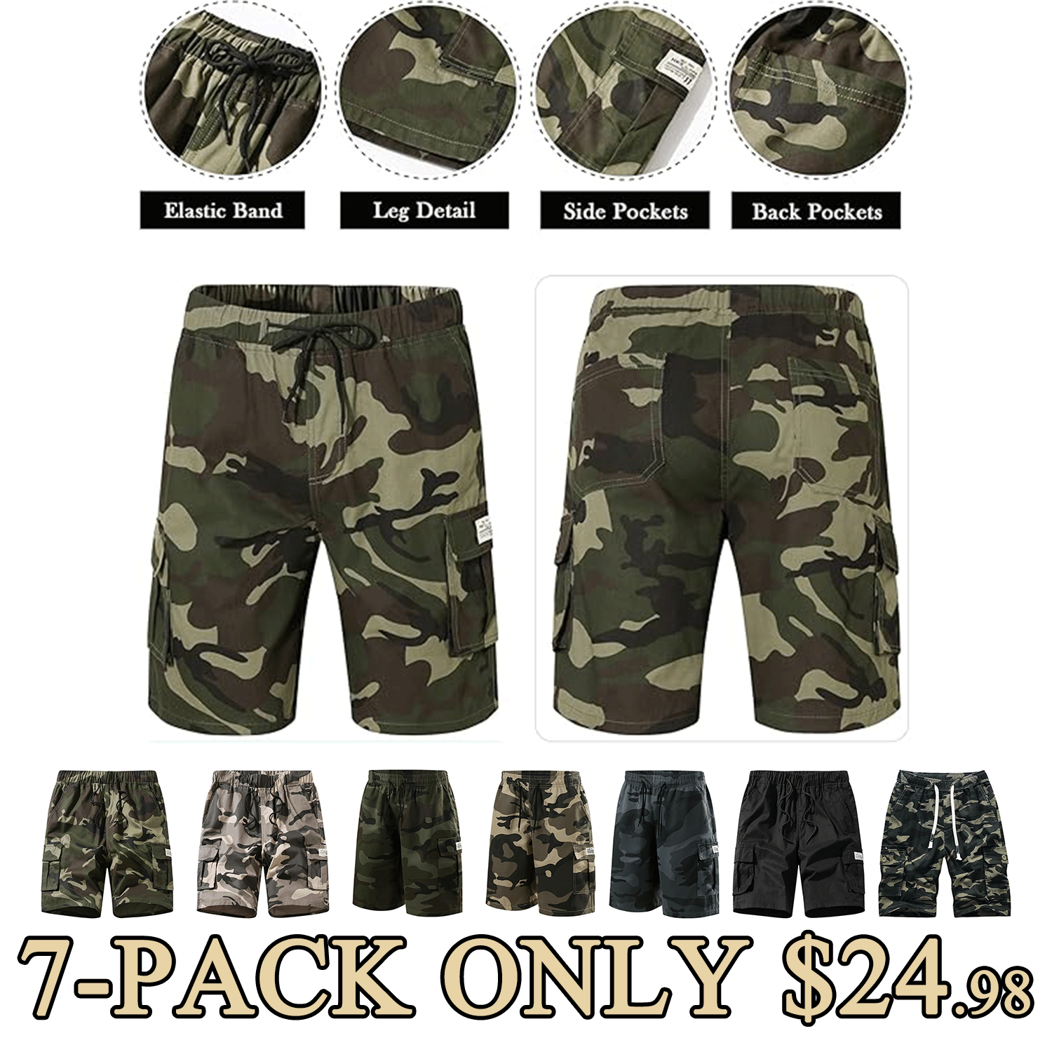 Men’s Tactical Camo Cargo Shorts with Multi-Pocket Design