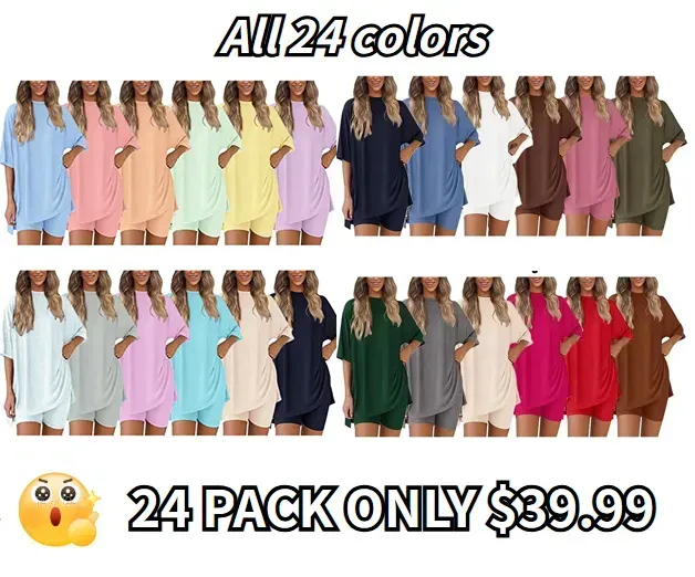 🔥Easter Sale!Women's Two Piece Lounge Set Summer Casual Oversized Shirts Biker Shorts