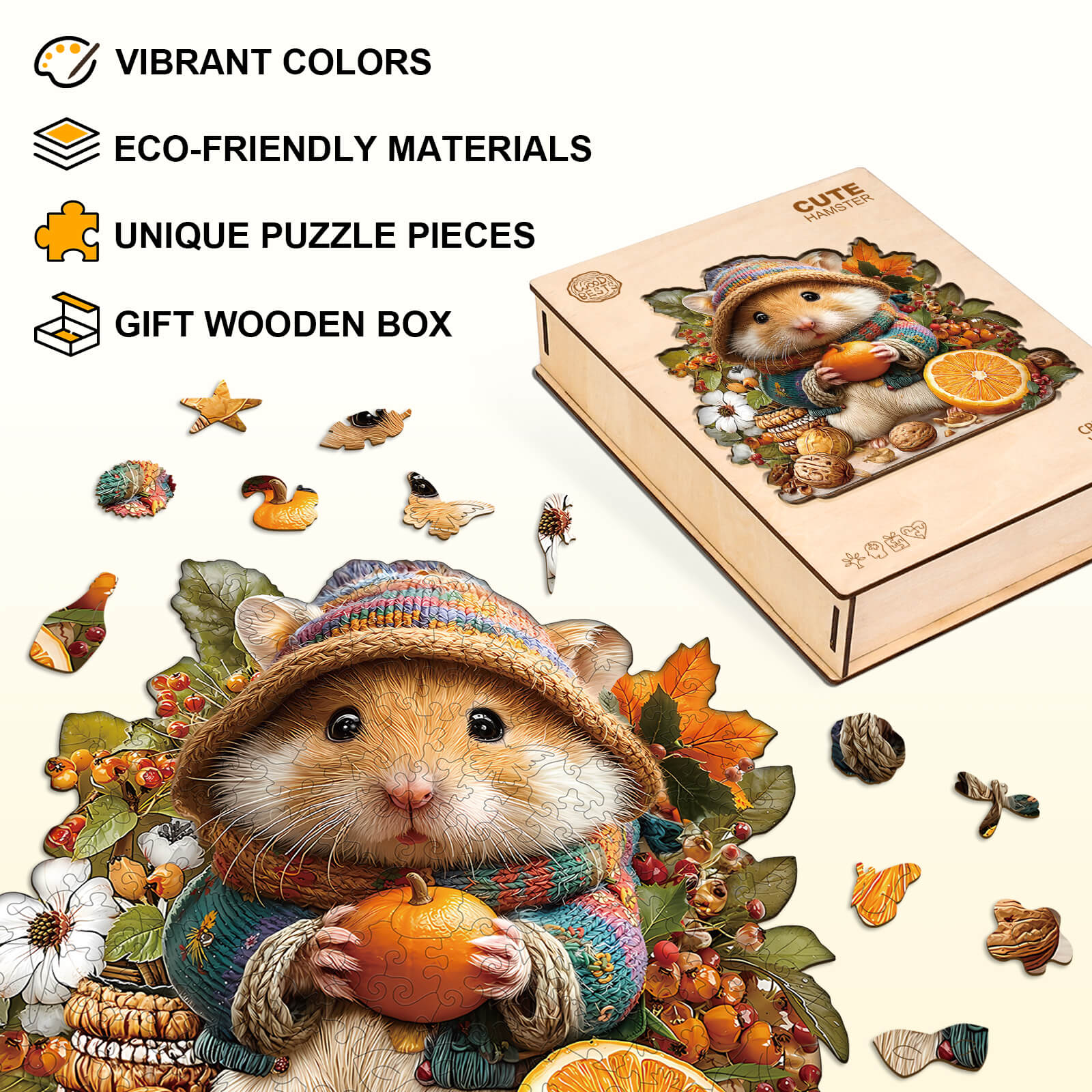 Cute Hamster Wooden Jigsaw Puzzle