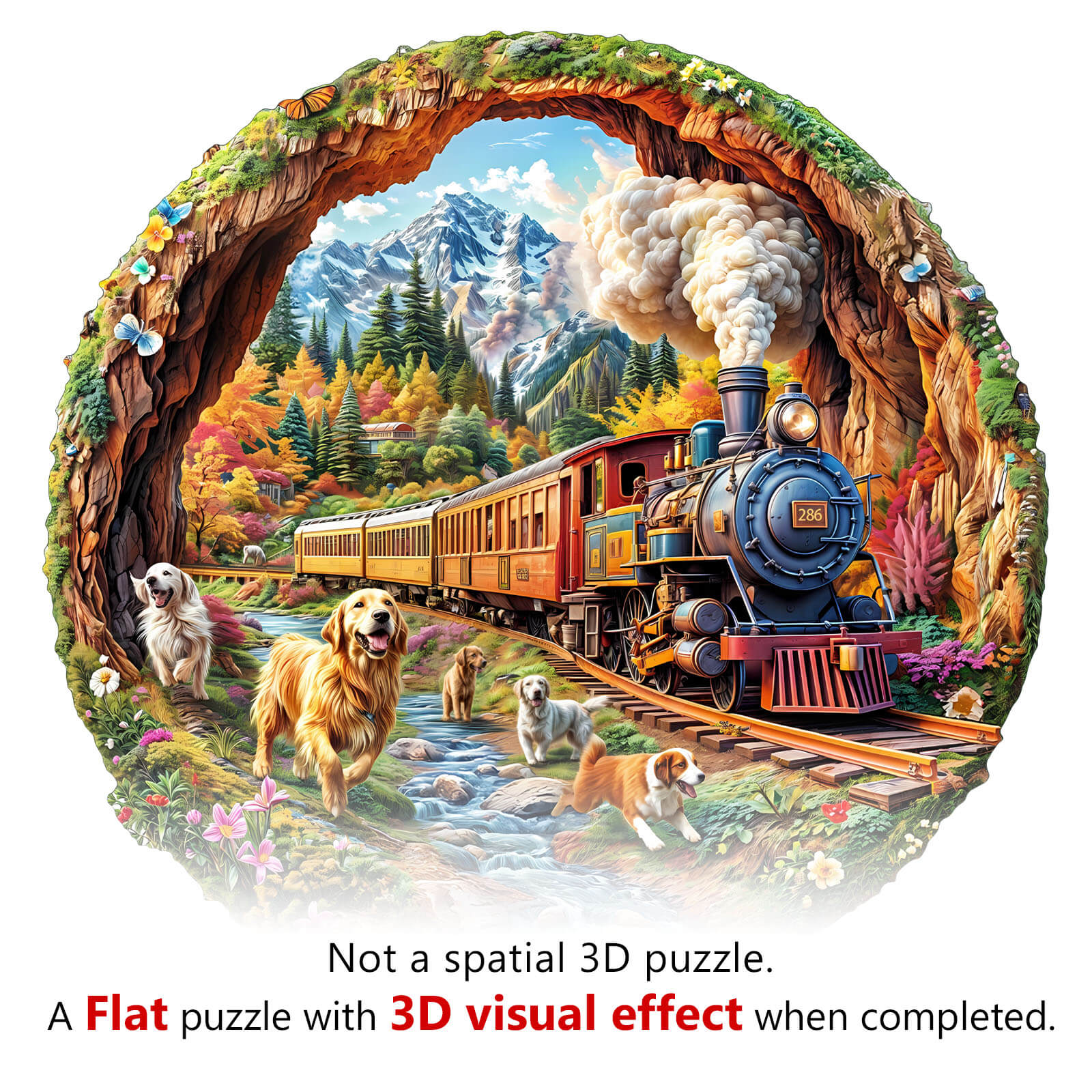 3D Racing the Train-1 Wooden Jigsaw Puzzle