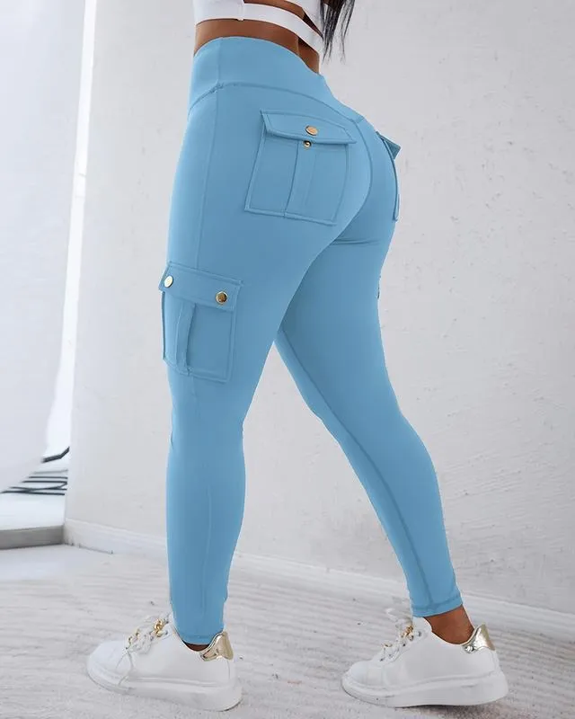 Womens Butt Lifting Leggings with Flap Pockets High