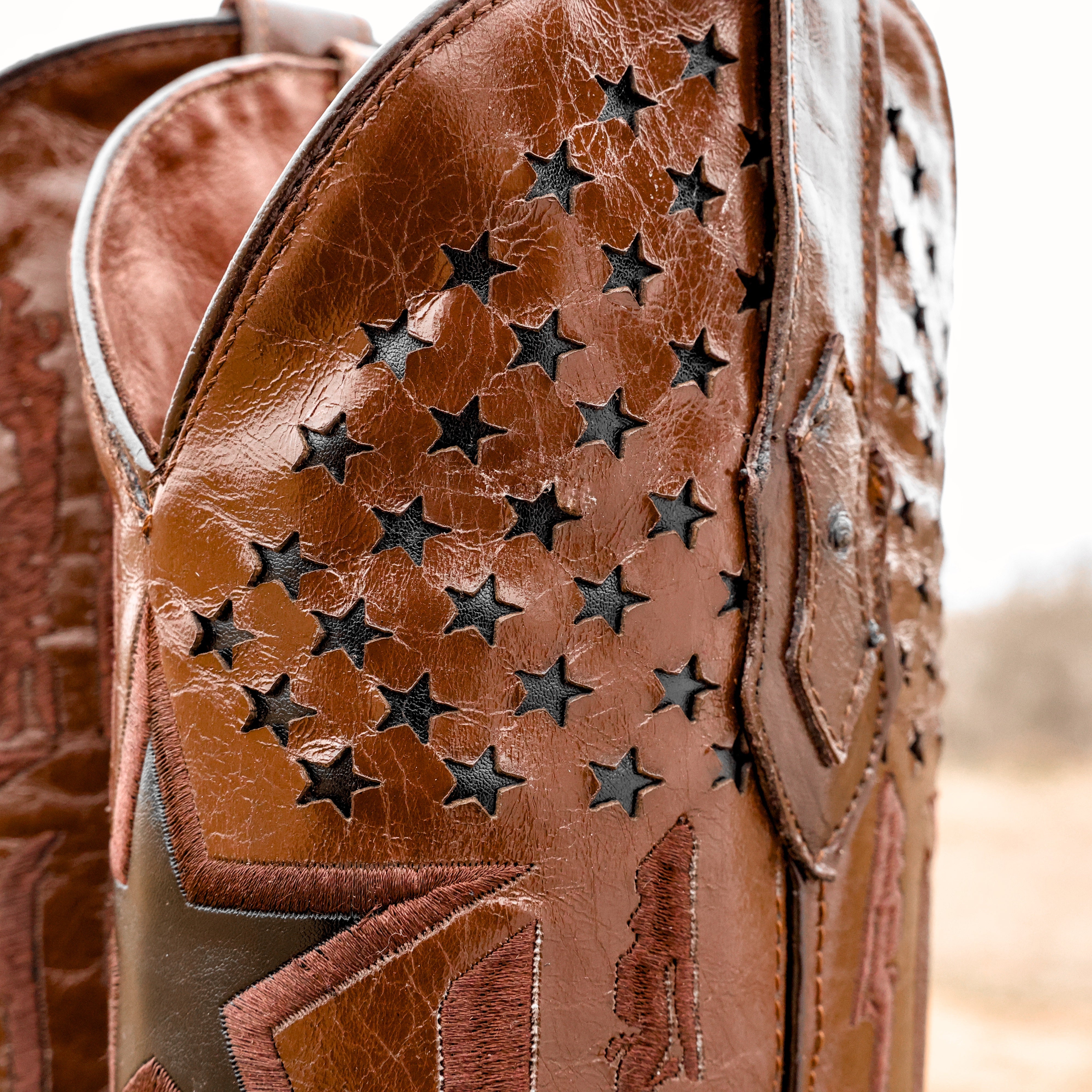 Chocolate Brown Ostrich Leather Boots - Square Toe