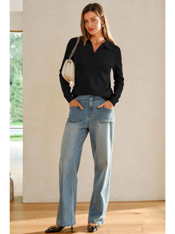 Women's Cozy Wool-Blend Collar Knit Top