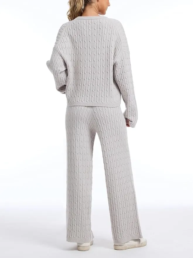 Women's Cable Knit Sweater Lounge Set