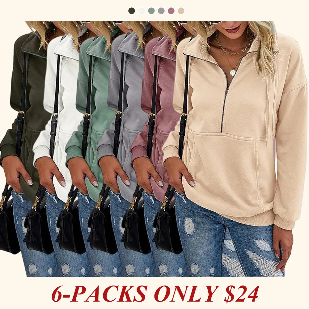 Women's Casual Long Sleeve Lapel Zipper Sweatshirt