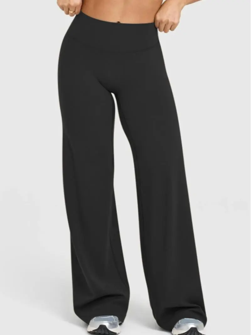 Women's Solid Color Sporty Yoga Pants, Casual Bottoms, Comfortable Flare Leggings