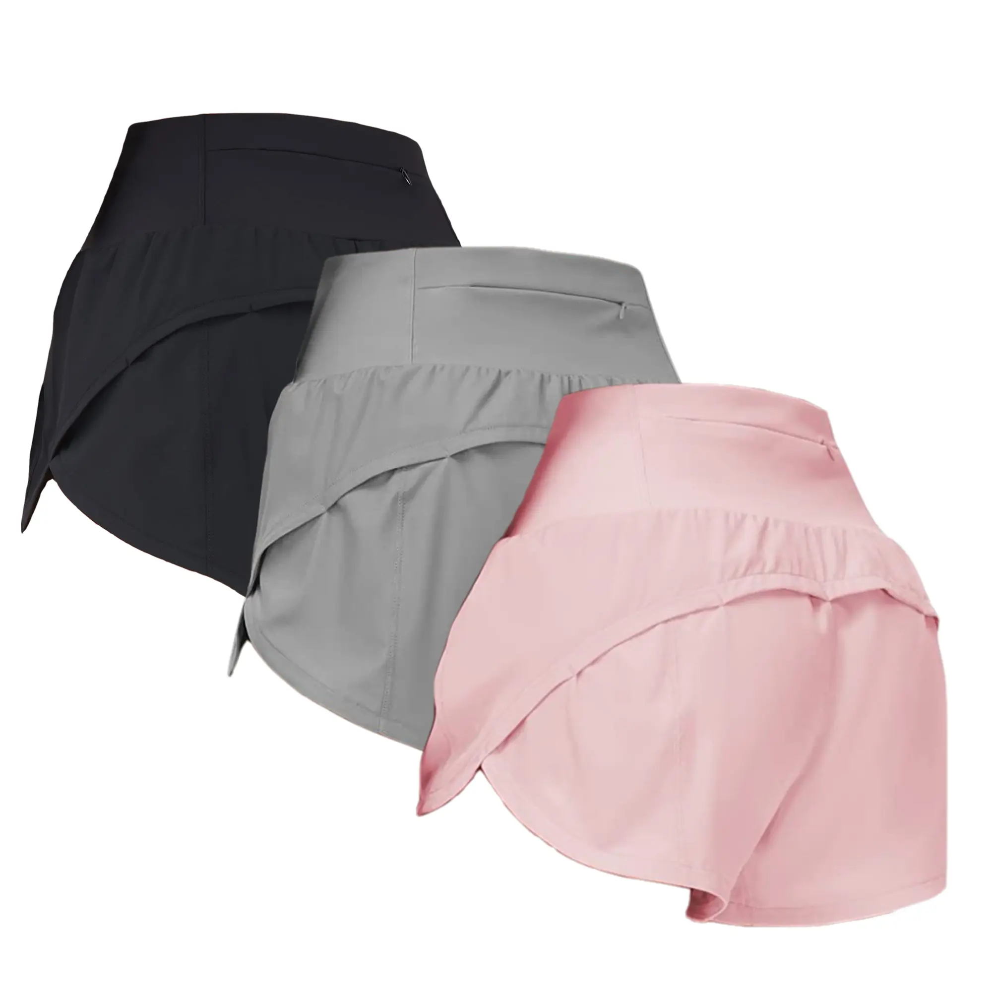 3pc Women's High-Waisted Athletic Shorts with Pockets