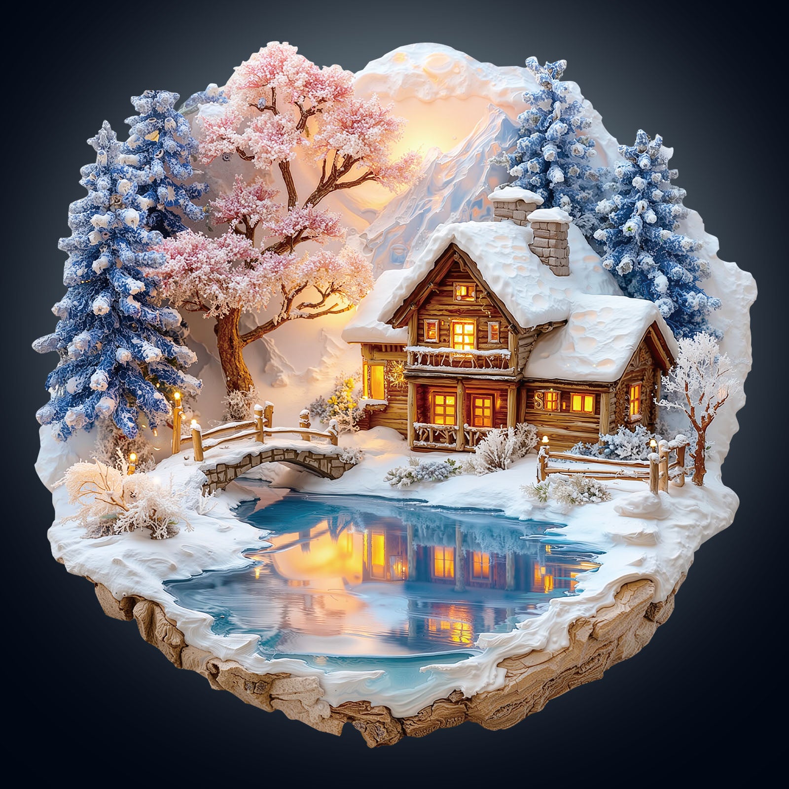 Snow scene on the lake Wooden Jigsaw Puzzle