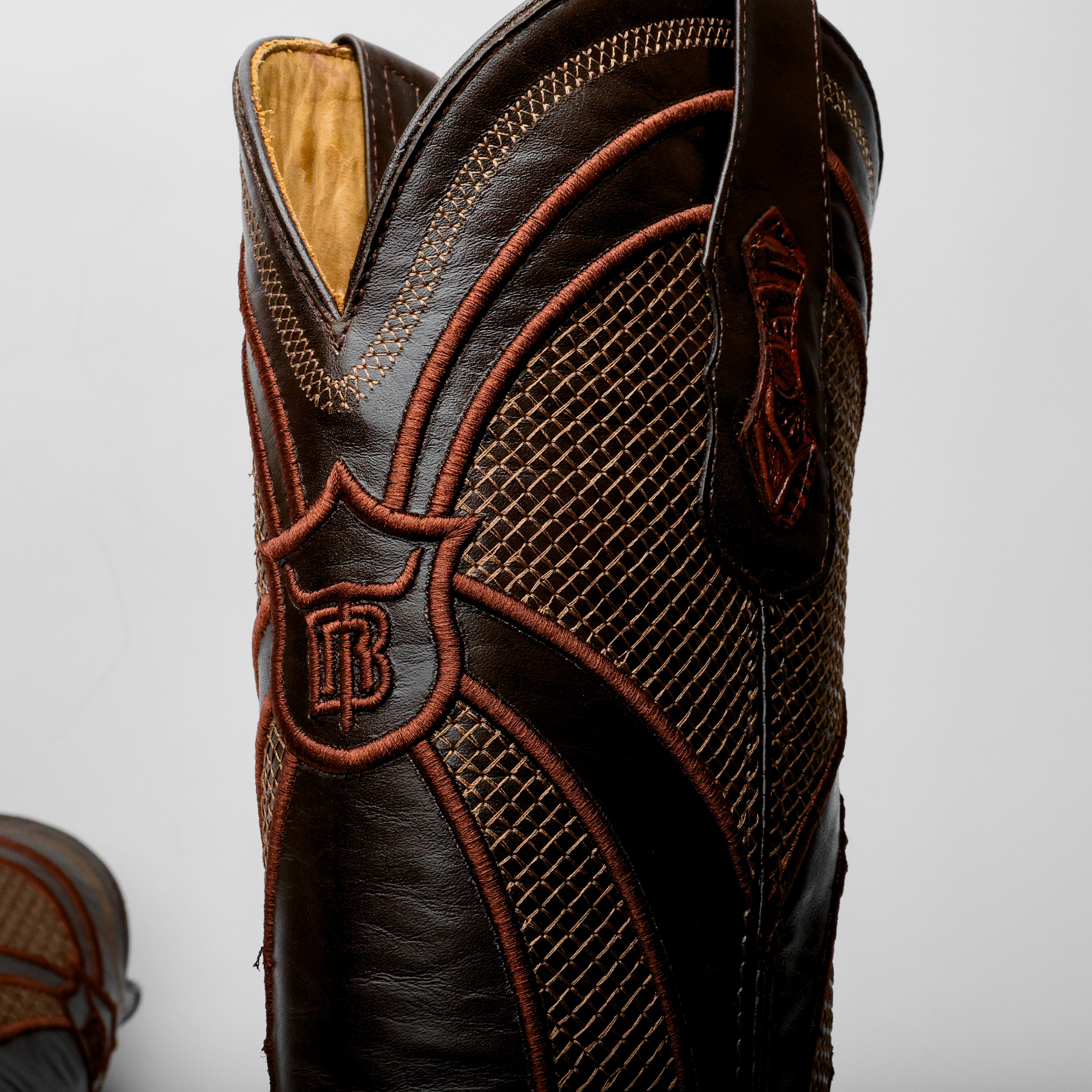 Cognac Hand-Tooled Boots - Square Toe
