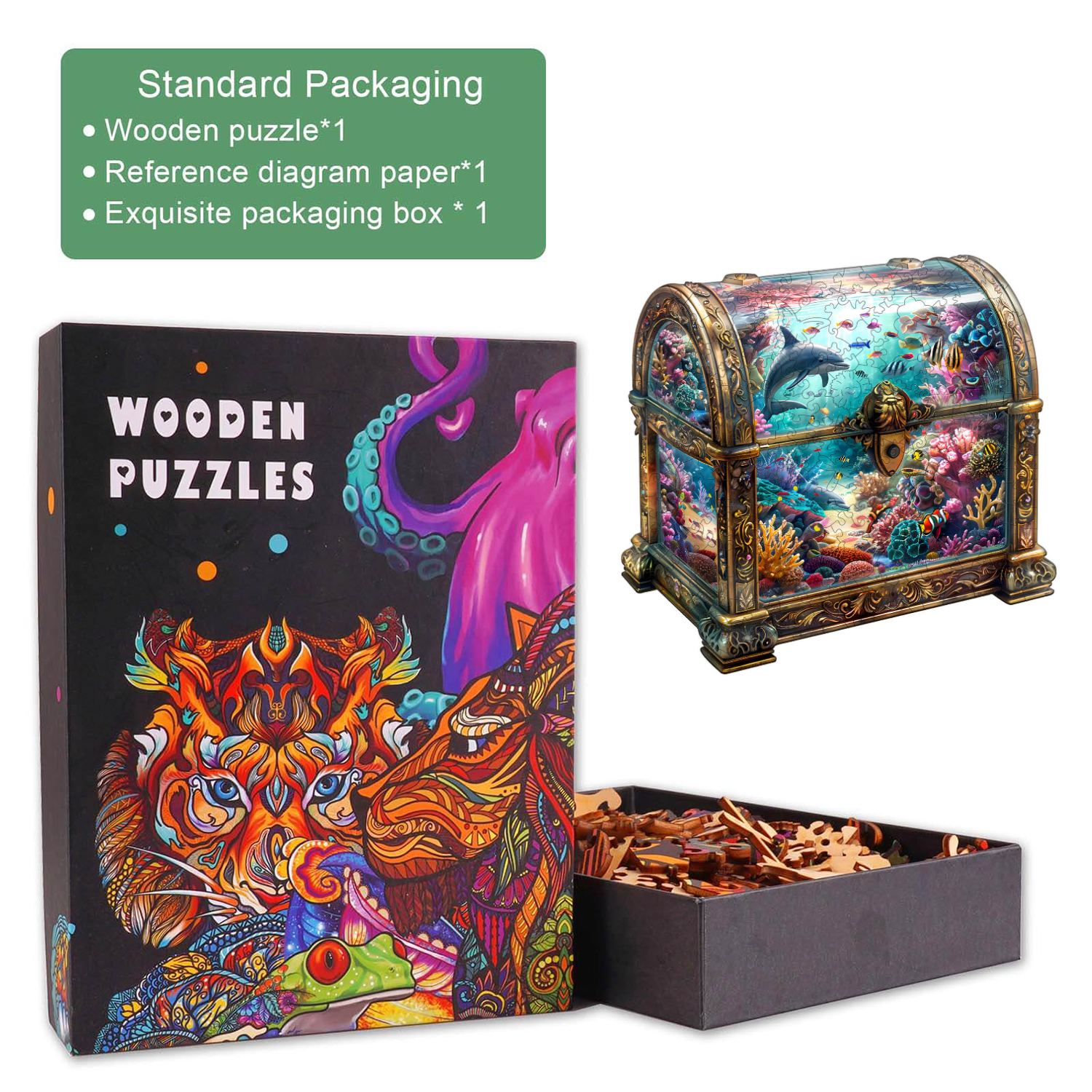 Treasure Chest Ocean-3 Wooden Jigsaw Puzzle