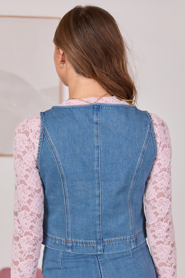 Emilia Front Ties Denim Vest