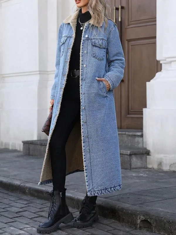 Women's Casual Denim Long Coat
