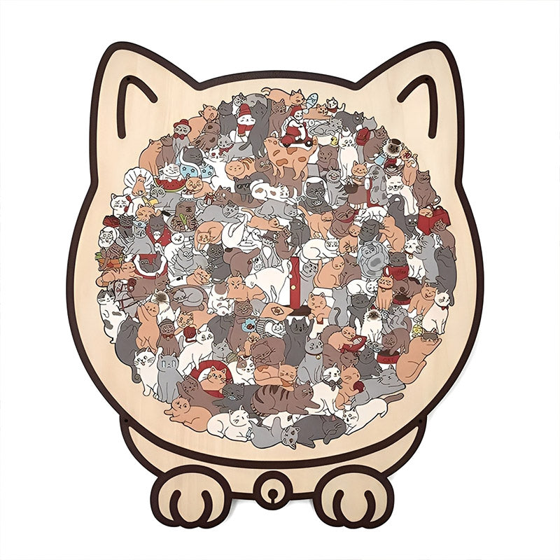 Morandi-Colored Cat/Dog Shaped Wooden Jigsaw Puzzle