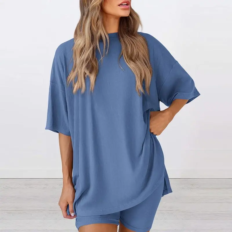 Women's Summer Oversized Shirt & Biker Shorts Set(Under $3 a set!)