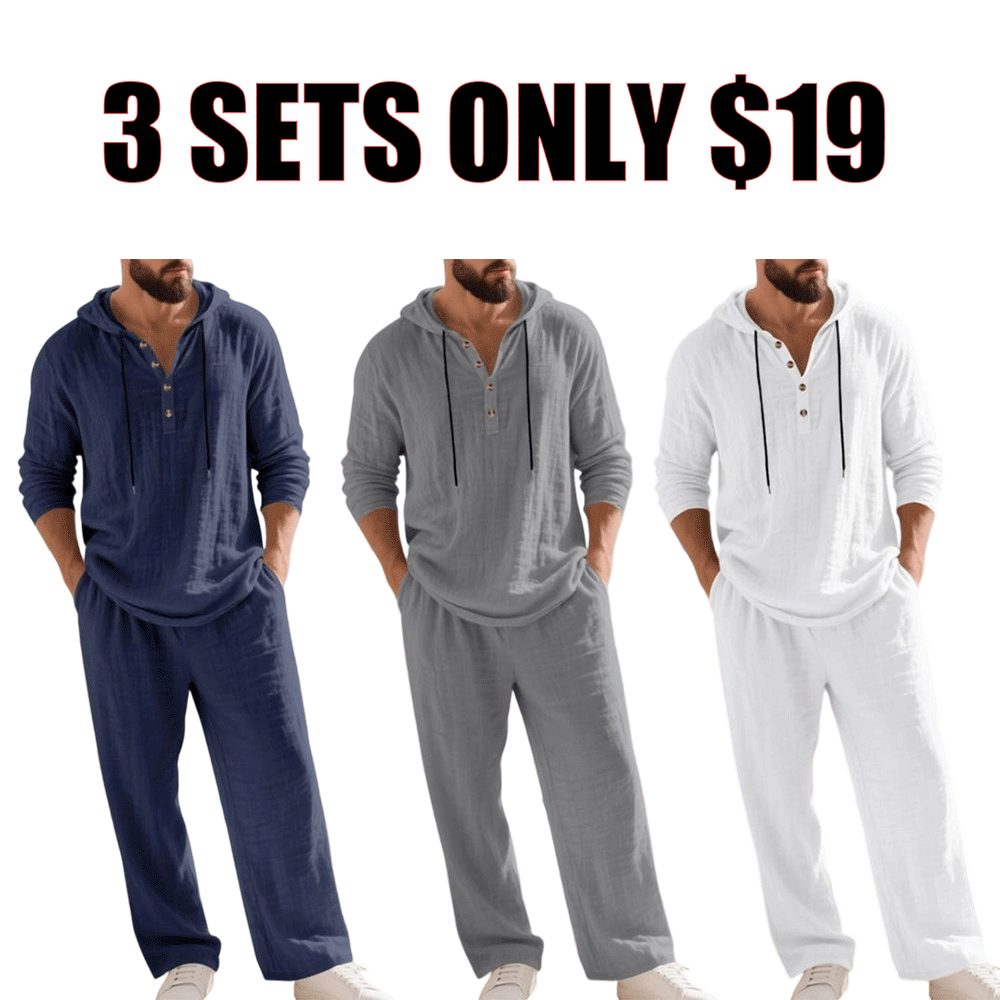 Men's Trendy Linen Hooded Two-Piece Set