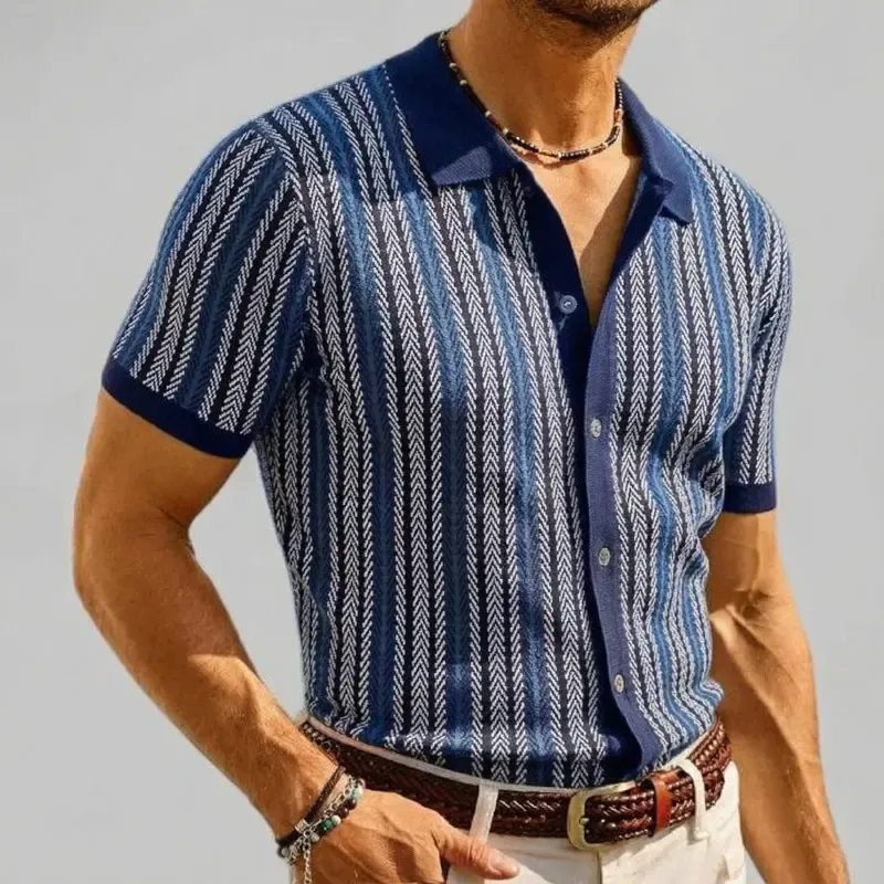 Men's Vintage Button-Up Sweater — Lightweight, Non-Stretch Shirt Style (Spring/Summer)