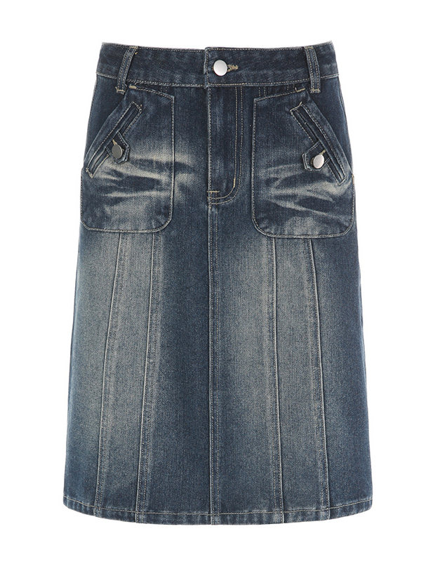 Pocket Distressed Denimskirt