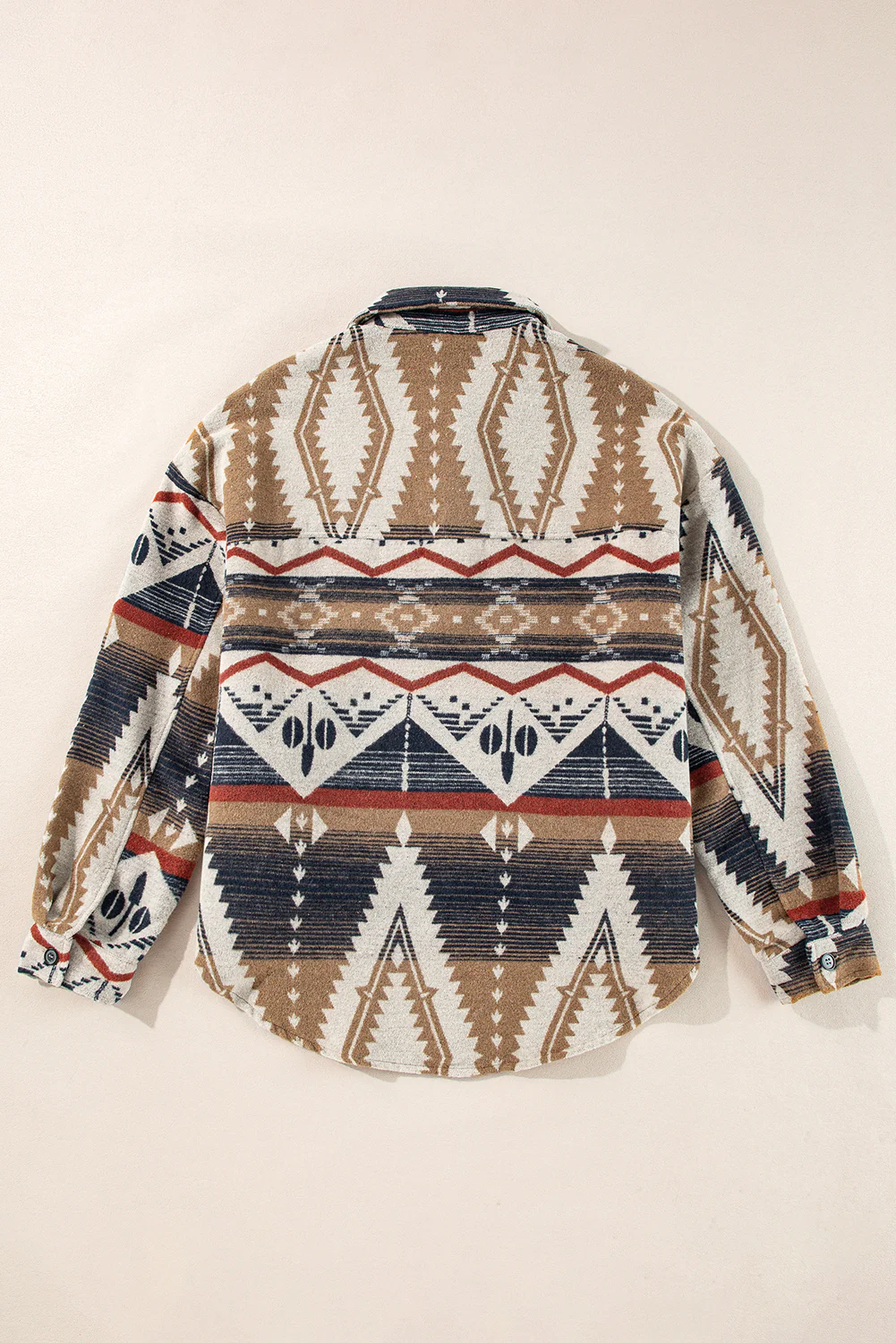 Western Aztec Collared Button-up Sweatshirt