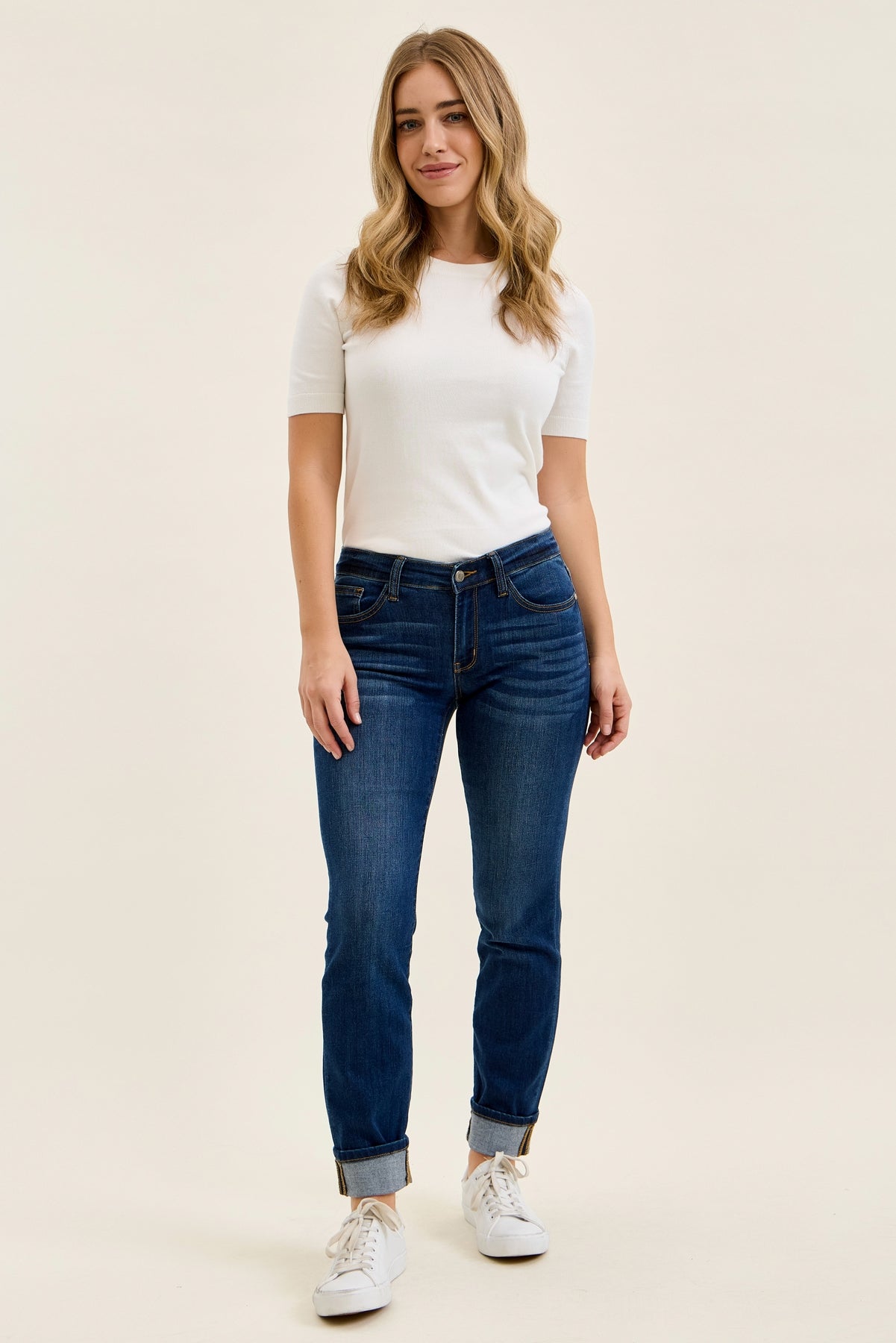 Kimberly Dark Wash Straight Fit Cuff