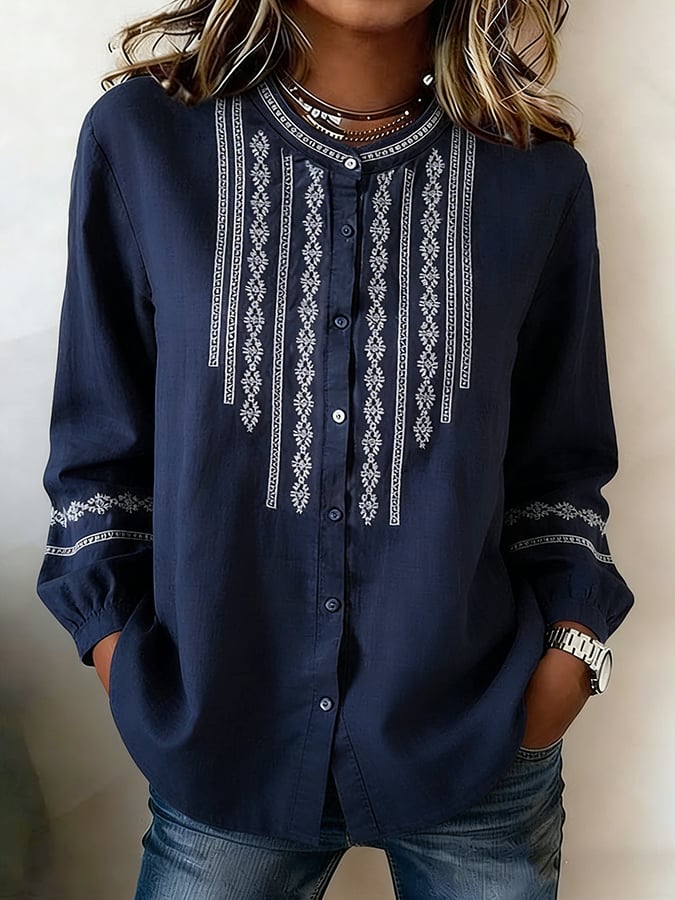 Women's Casual Print Long Sleeve Shirt- Fast Shipping