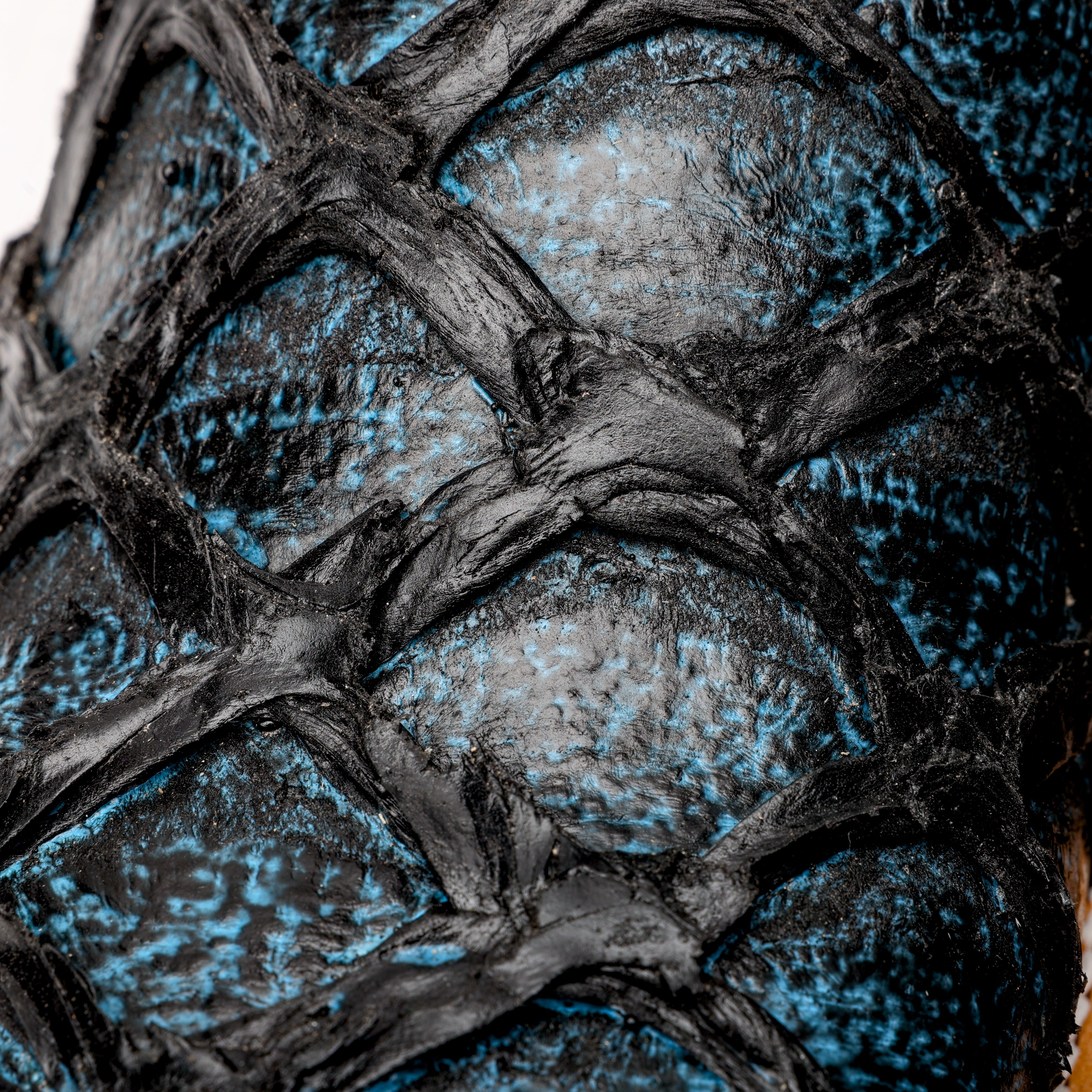 Midnight Blue Jumbo Pirarucu Leather Boots - Square Toe