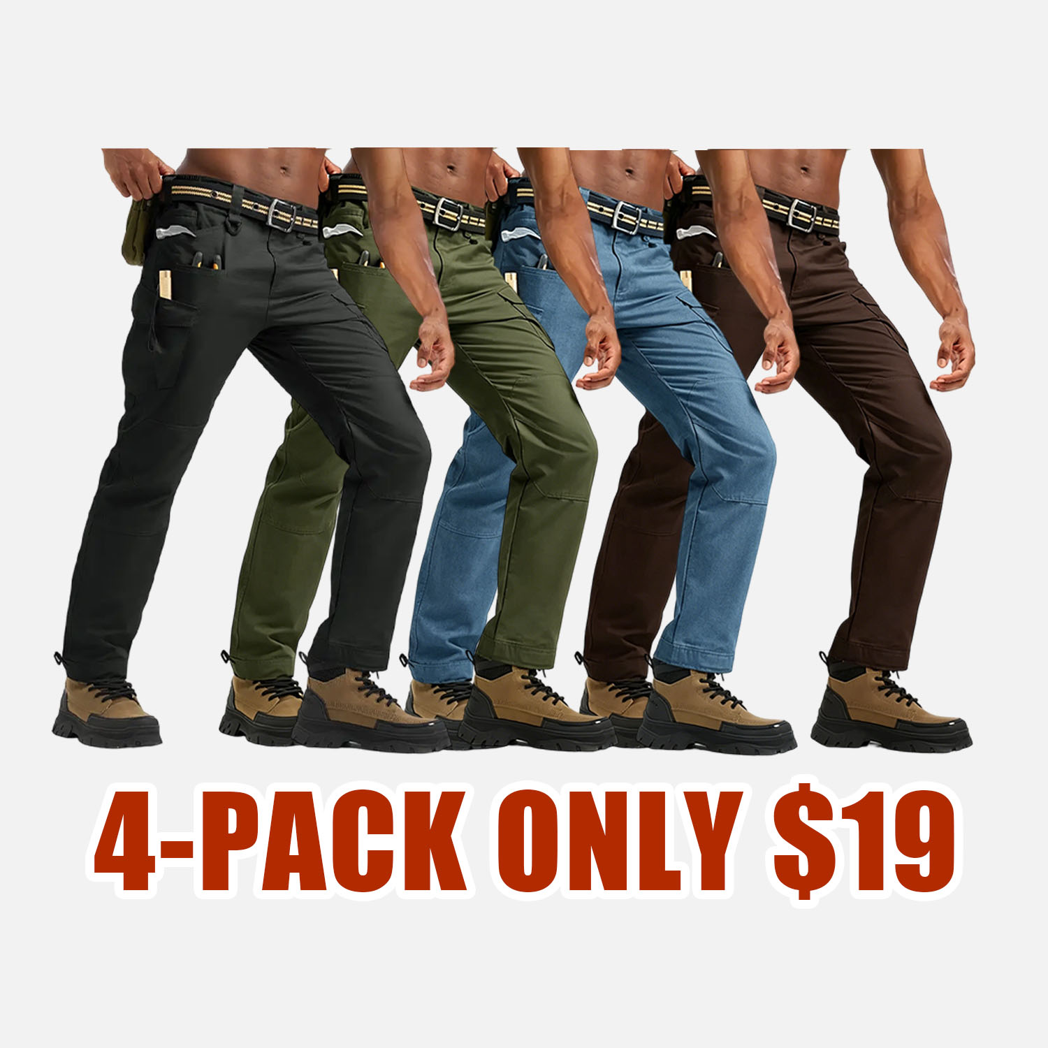 Men's Tactical Work Pants Lightweight Multi-Pocket Water Resistant Cargo Pants Ripstop Hiking Military Construction Outdoor Pants 10 Pockets