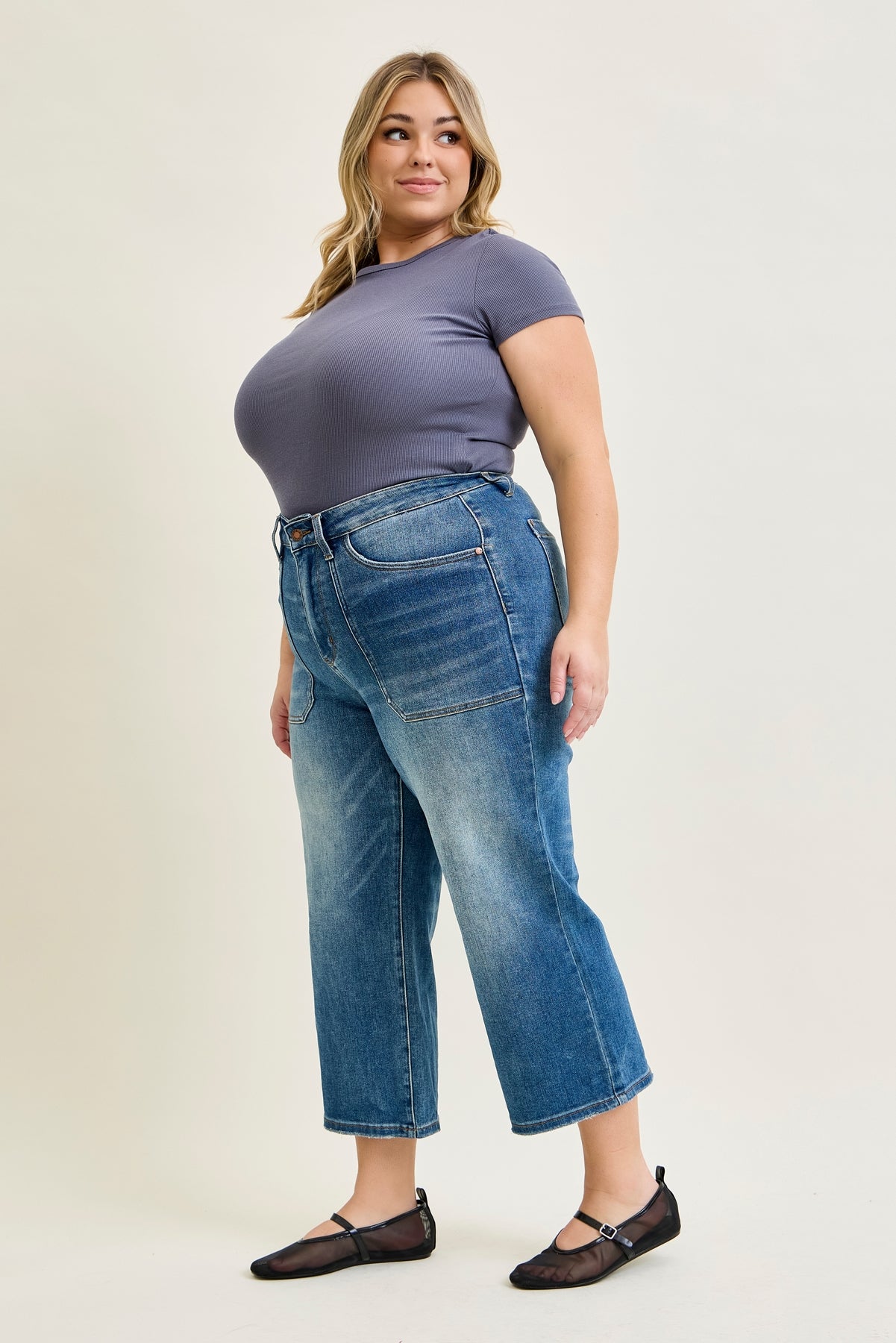 Georgia High Rise Utility Pockets Cropped Wide Leg - PLUS