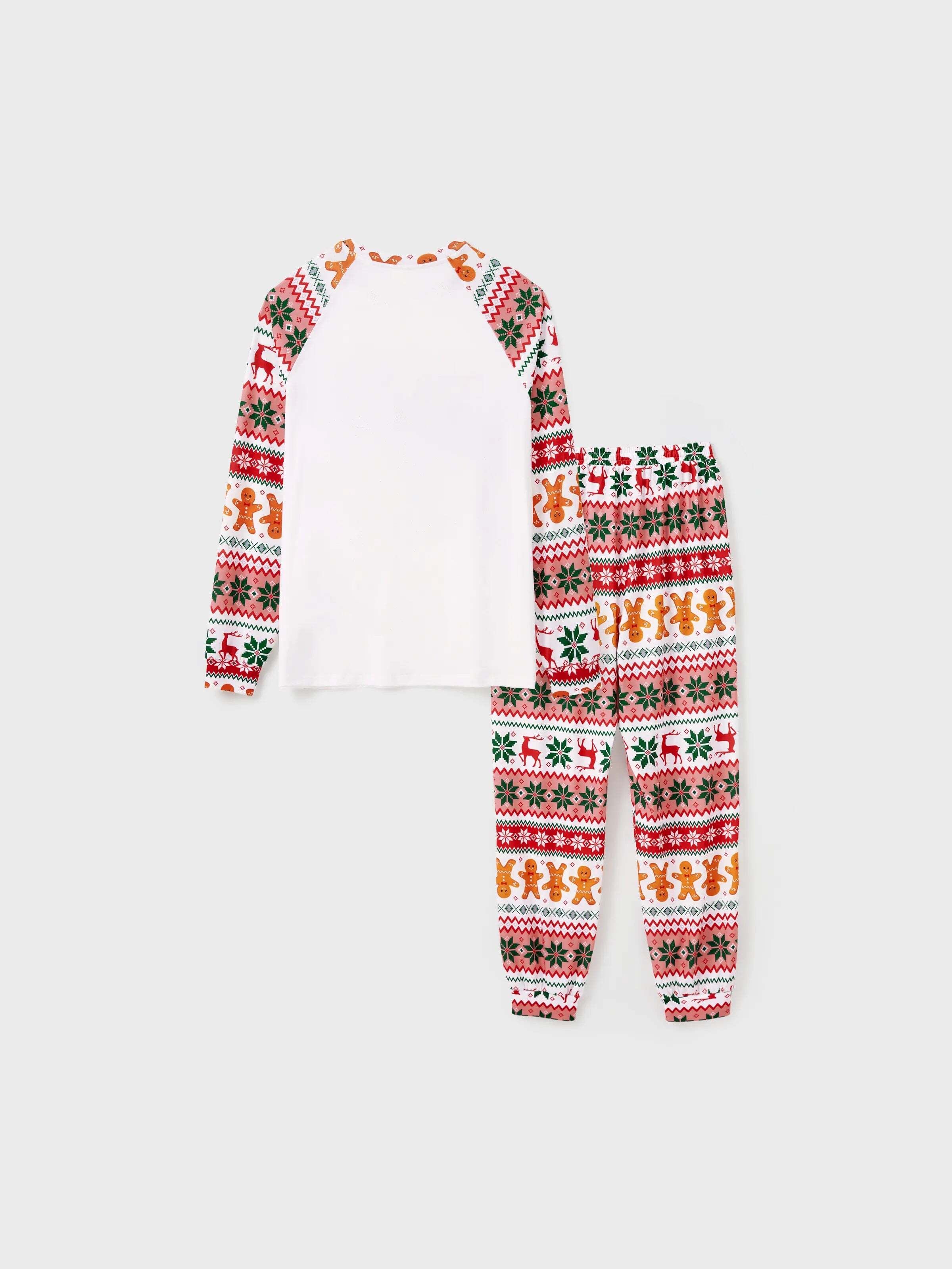 Christmas Pajamas Family Matching Santa's Cookies Gingerbread Man Pattern Pajamas Sets with Christmas Socks MultiColour