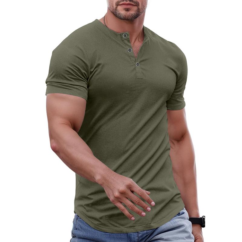 Men’s Slim Fit Longline Henley Performance Top
