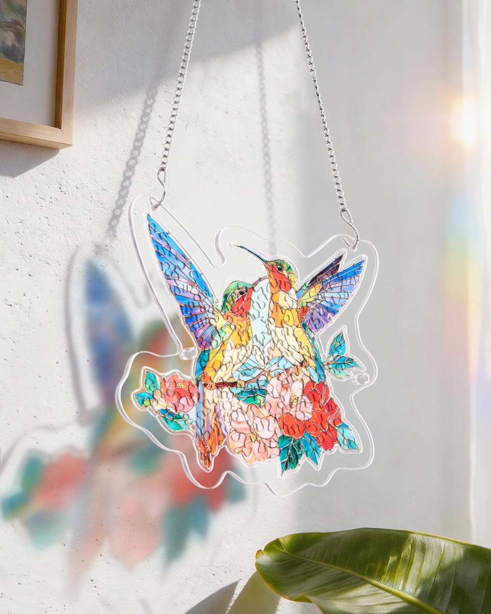 Acrylic Jigsaw Puzzle Suncatcher - Two Birds of Spring