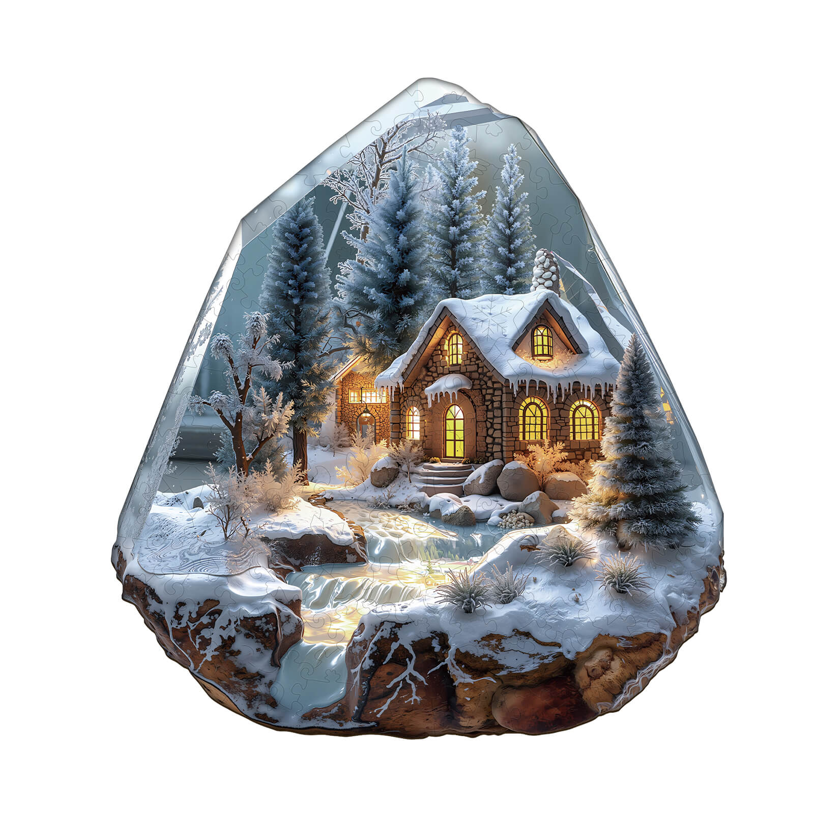 Snowlight Cottage Wooden Jigsaw Puzzle