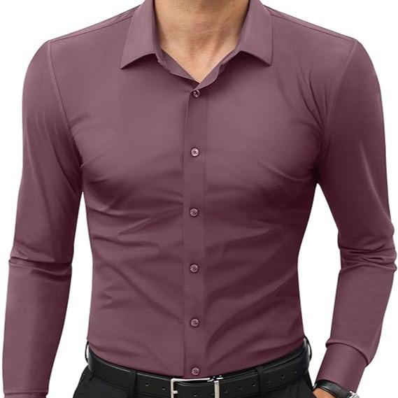 Men’s Stretch Slim-Fit Long Sleeve Dress Shirt