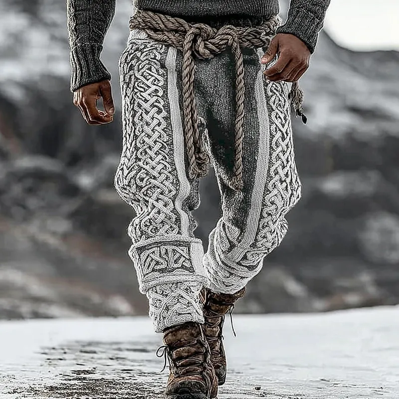 Men's Viking Tribal Celtic Pattern Art Knit Pants