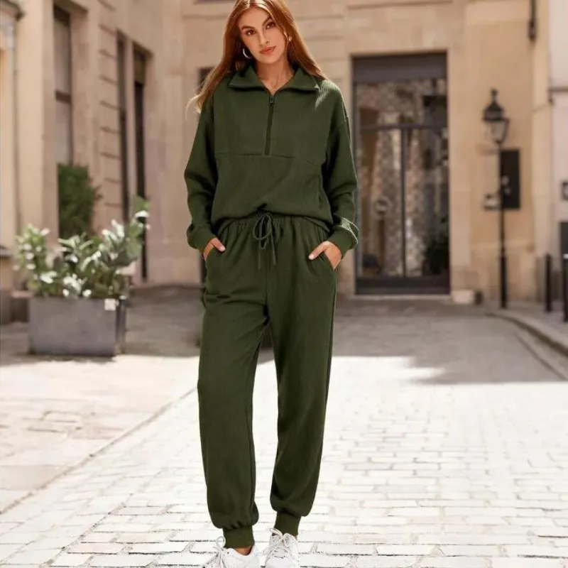 Women's 2-Piece Sweatpants Set Long Sleeve Half Zip Pullover Sweatshirt and Pants