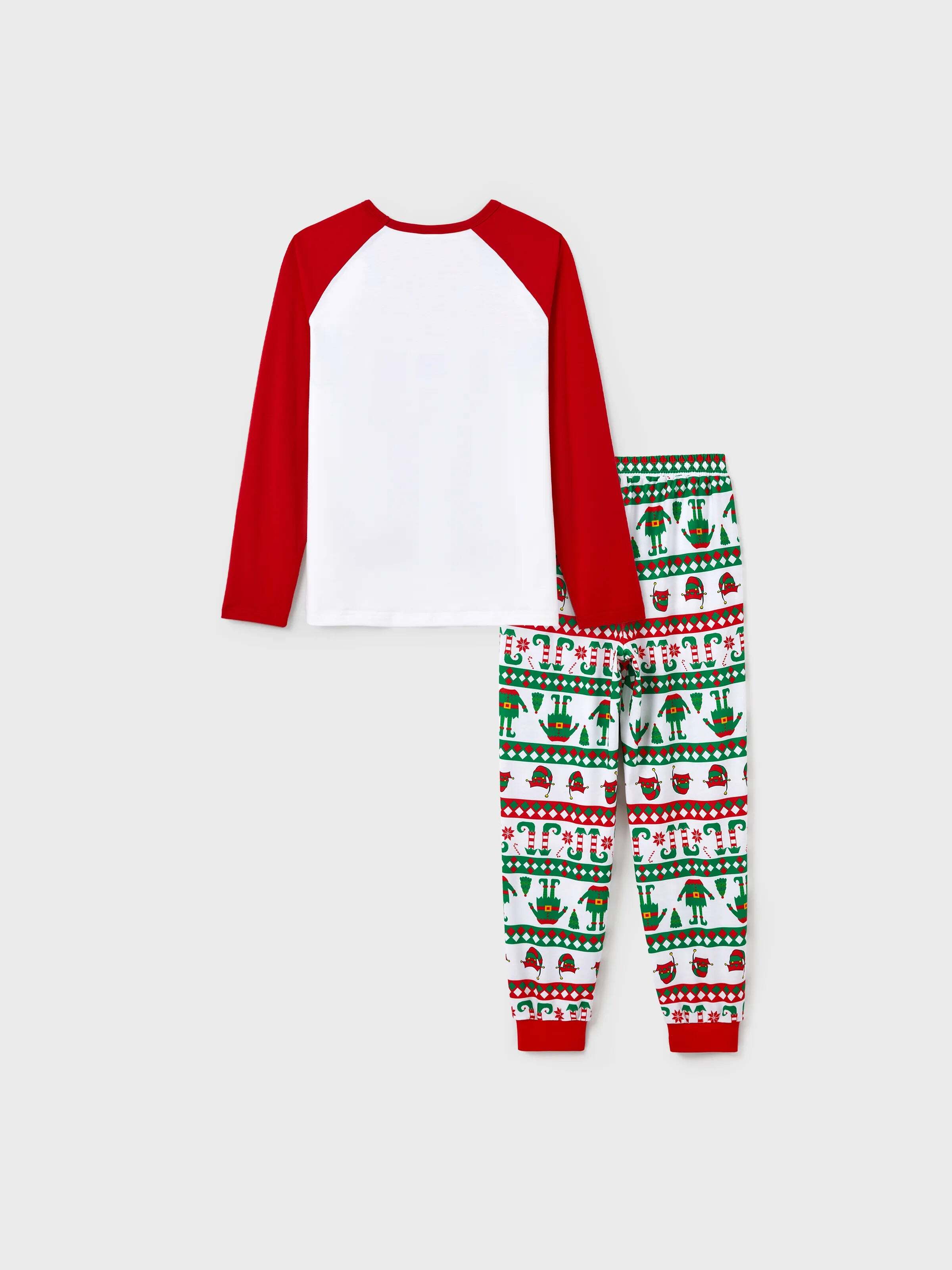 Christmas Matching Family Pajamas Set Christmas Elf Print PJS with Christmas Socks Red