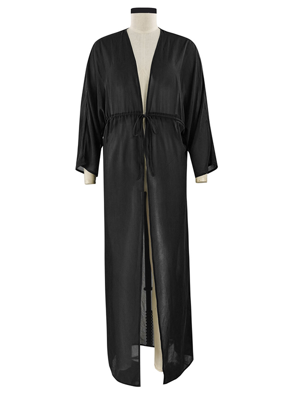 Chiffon Tunicshang Solid Color Long Sleeve Cover-Ups Tops